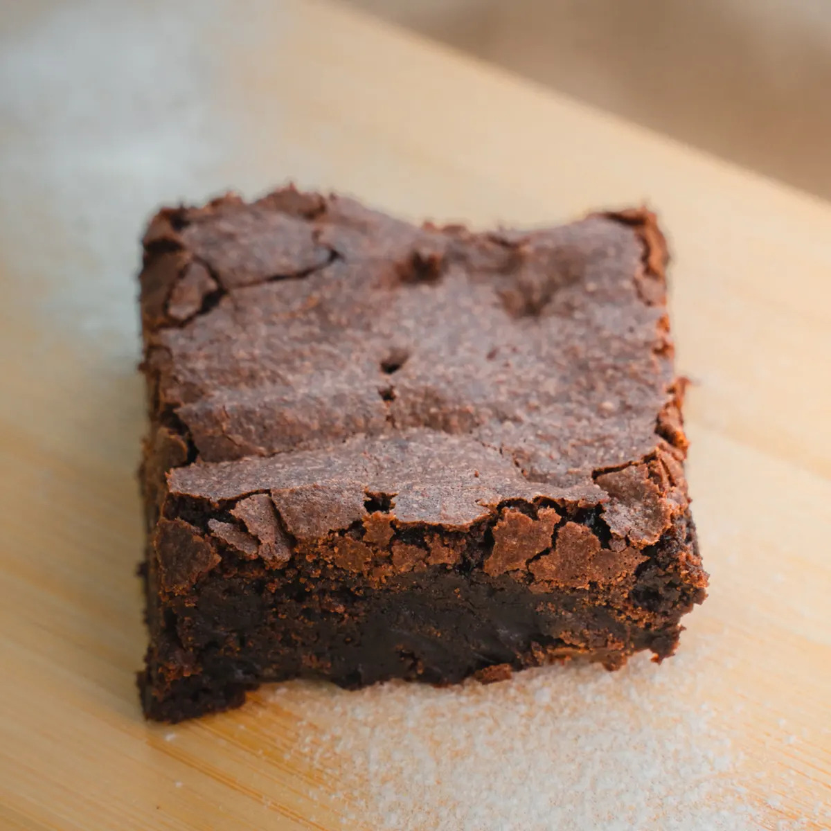 Temporary review photograph used with TEST Chocolate brownie pack. Not a production product photo.